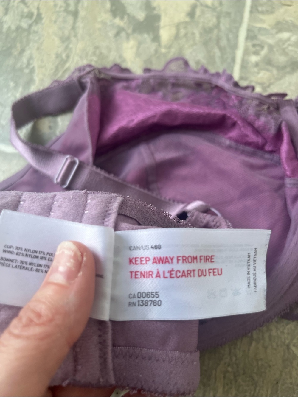 Déesse 46G Purple Lace Unlined Underwire Plunge Bra - Picture 4 of 14